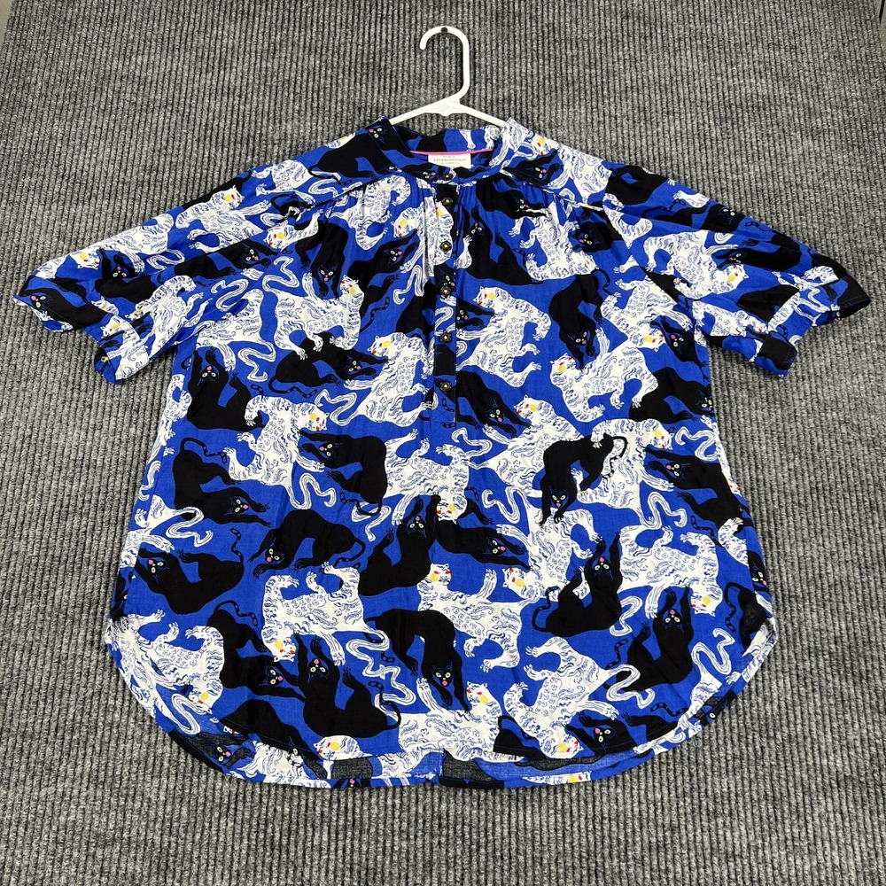 Anthropologie Emily Isabella Shirt Womens Small Panther Animal Print Top